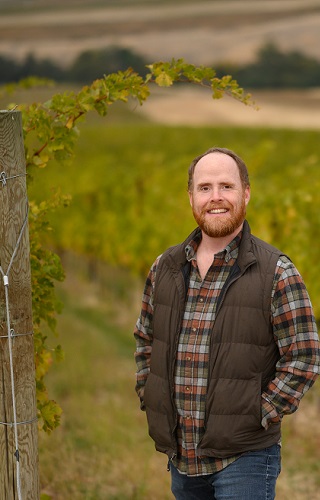 Marc Leahy, winemaker, in the vineyard
